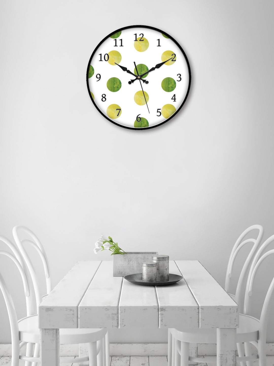 

999Store White & Green Round Printed 30.48 cm Analogue Wall Clock