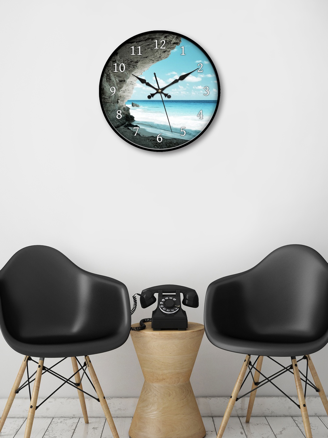 

999Store Blue Round Printed Analogue Wall Clock