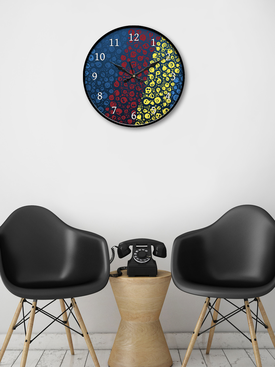 

999Store Multicoloured Round Printed Analogue Wall Clock, Multi