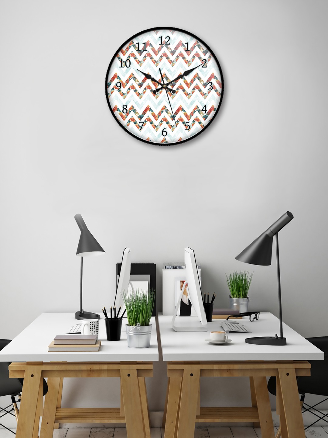 

999Store White Round Printed Analogue Wall Clock