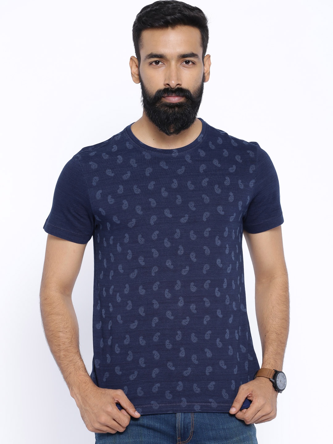 

Ed Hardy Navy Printed Pure Cotton T-shirt, Navy blue