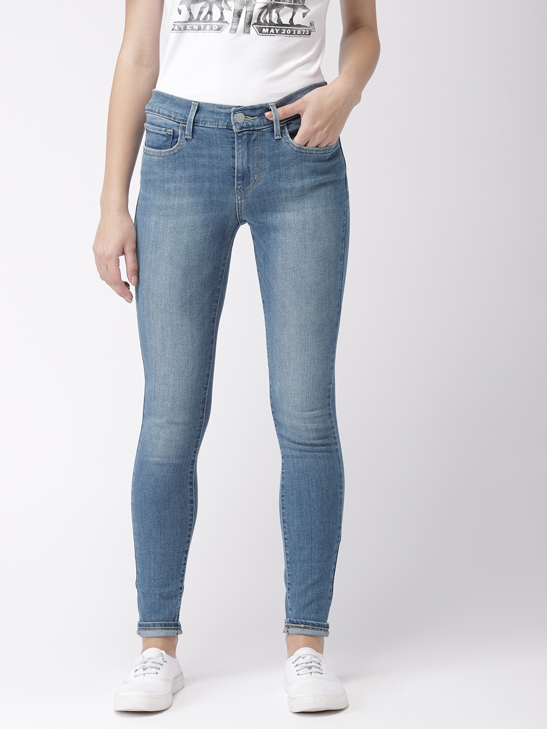 

Levis Women Blue Super Skinny Fit Mid-Rise Clean Look Stretchable Jeans 710
