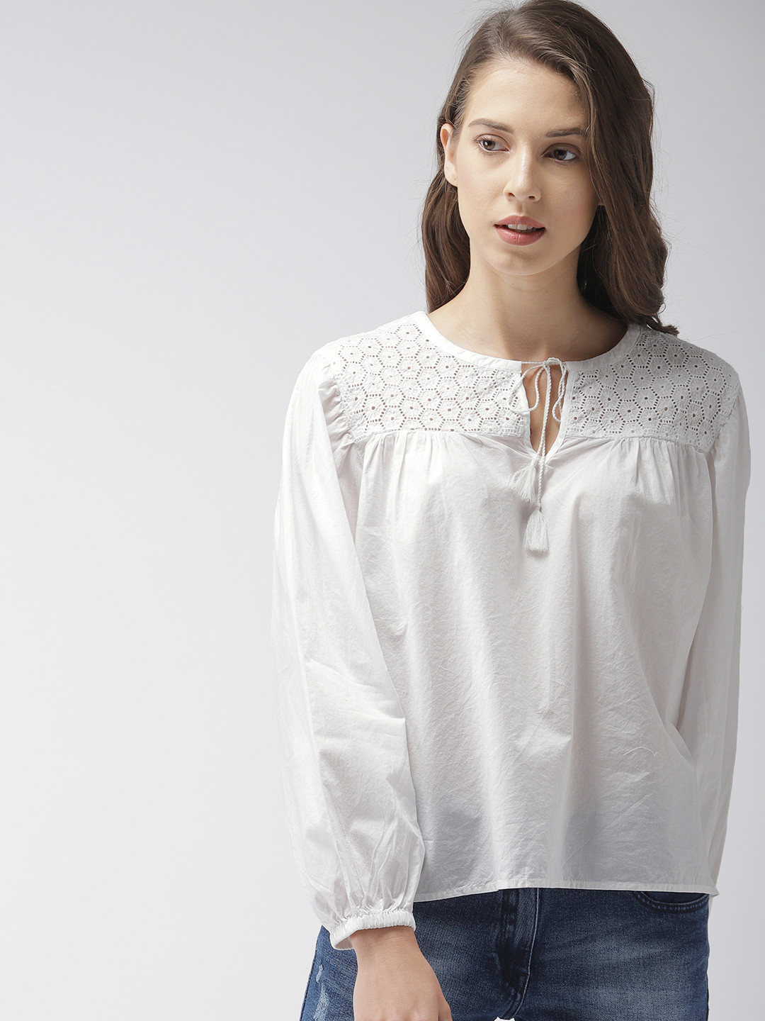 

Levis Women White Solid Pure Cotton Top