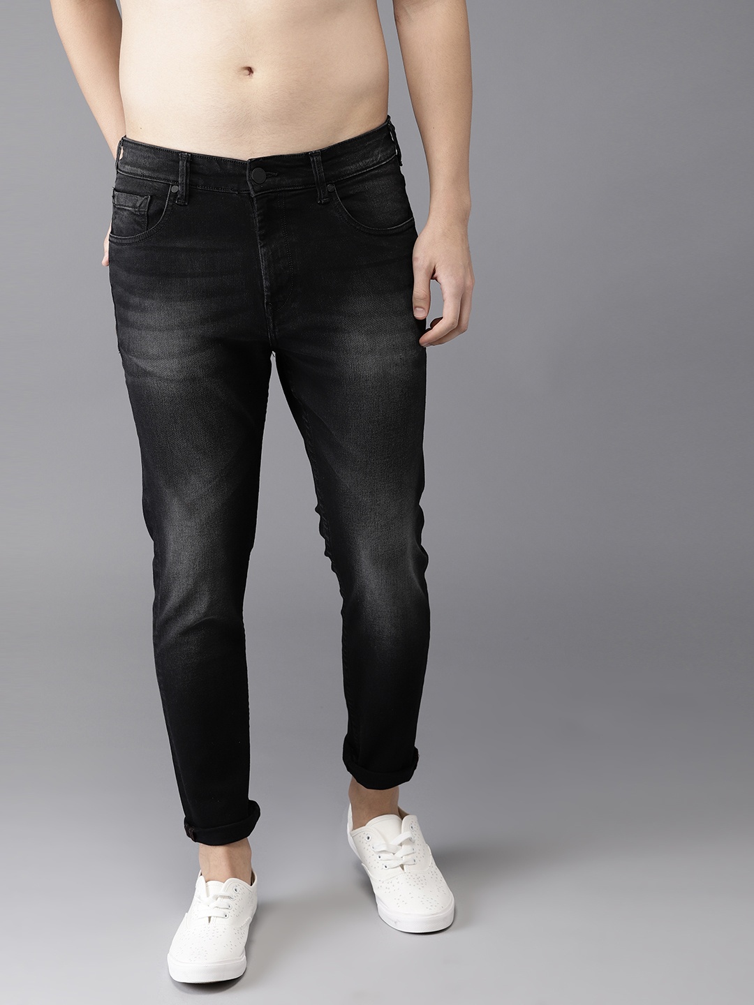 

Moda Rapido Men Black Slim Tapered Fit Mid-Rise Clean Look Stretchable Jeans