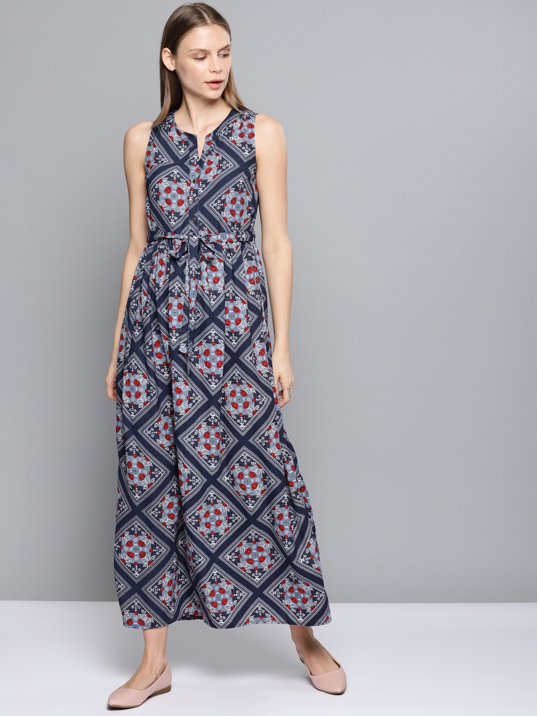 

Chemistry Women Navy Scarf Printed Maxi Dress, Navy blue
