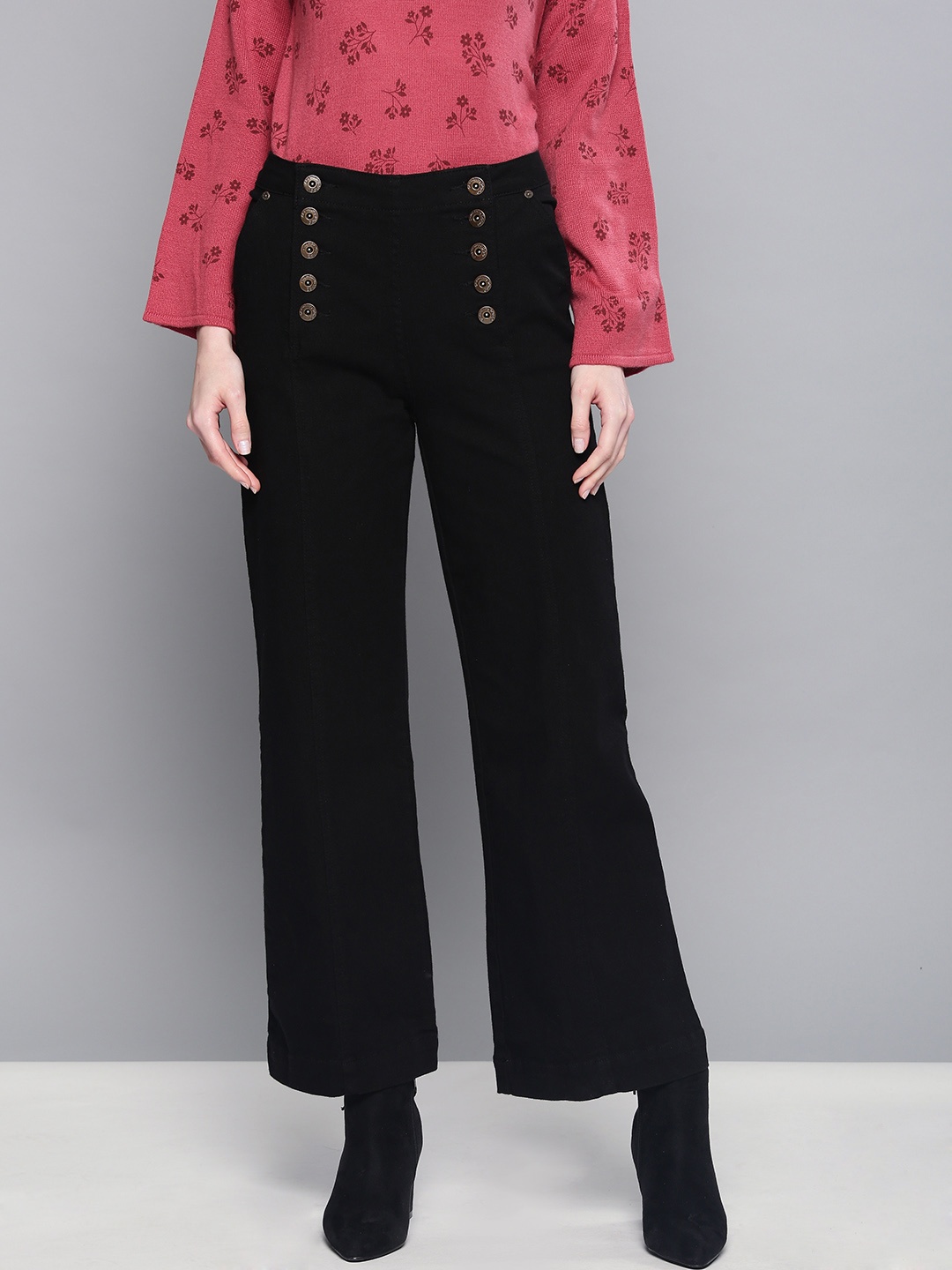 

Chemistry Women Black Flared Mid-Rise Clean Look Stretchable Jeans