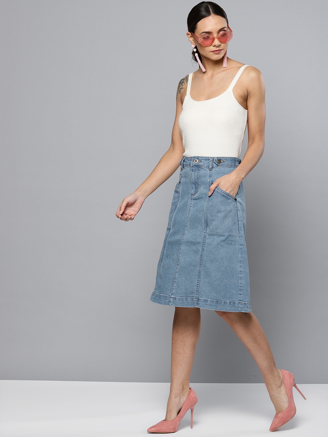 

Chemistry A-Line Denim Skirt, Blue