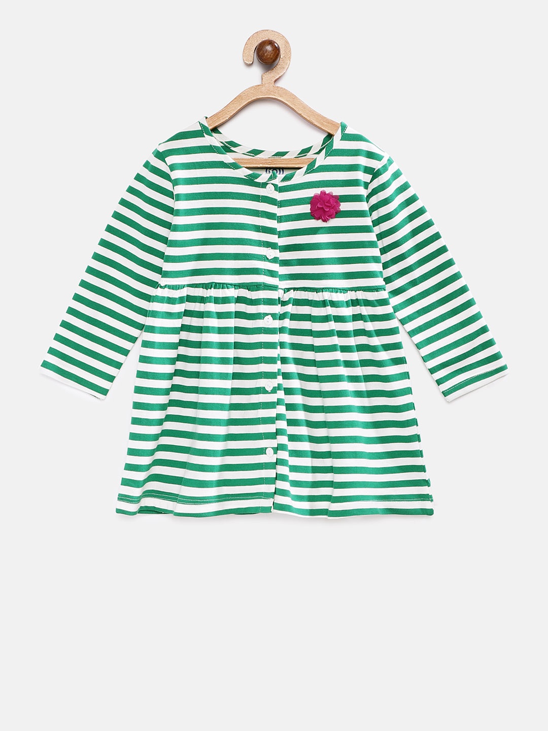 

TAMBOURINE Girls Green & White Striped A-Line Dress