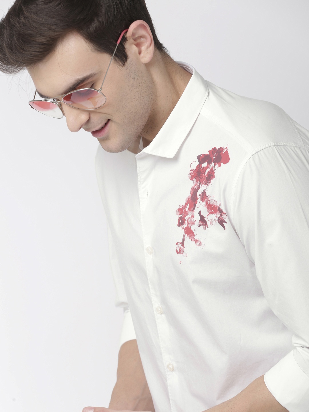 

Mast & Harbour Men White Printed Casual Shirt