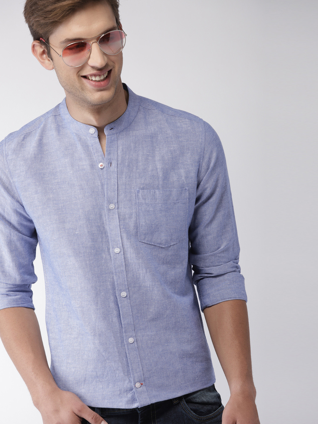 

Mast & Harbour Men Blue Slim Fit Solid Casual Shirt