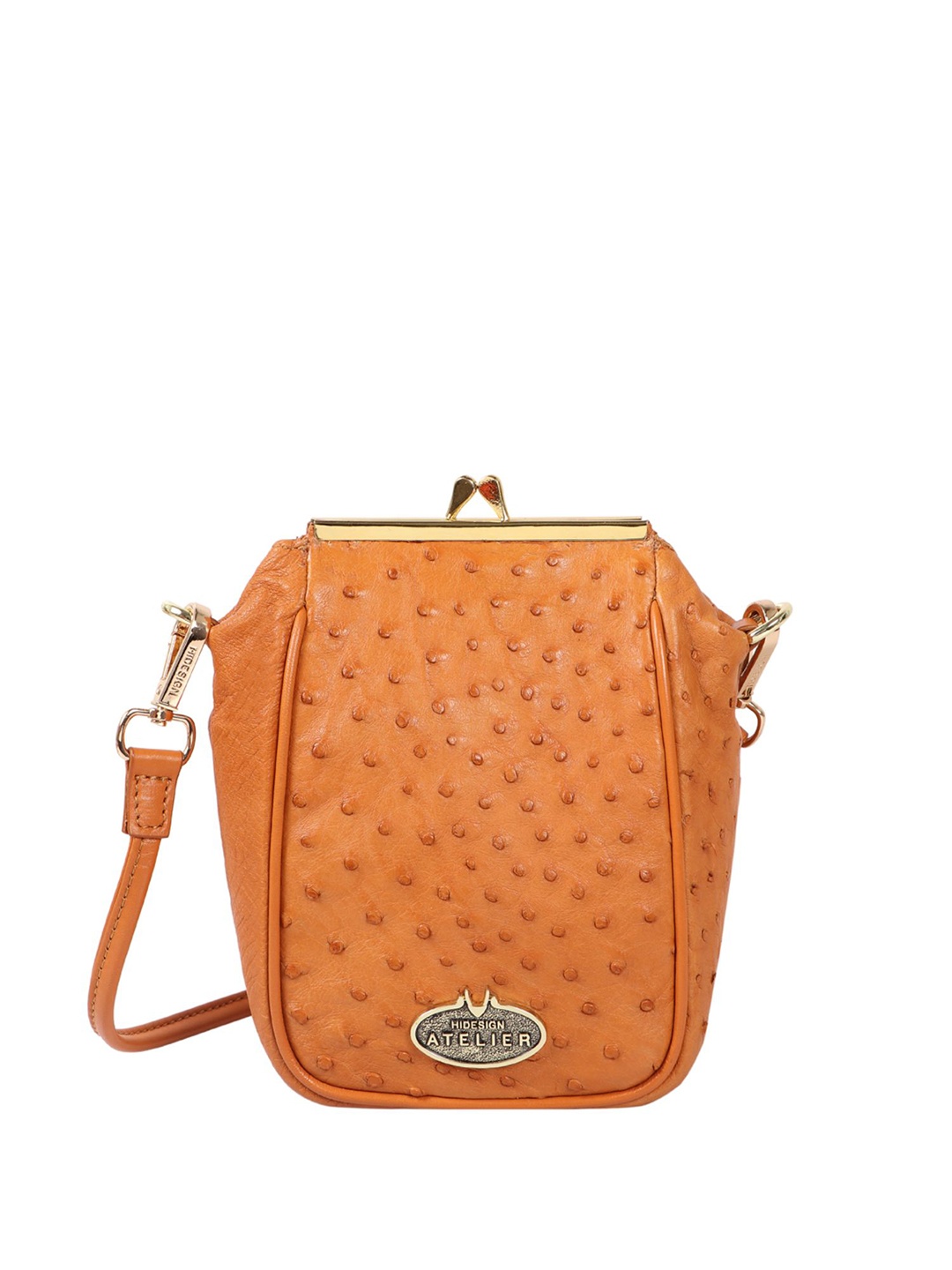 

Hidesign Tan Brown Textured Leather Sling Bag