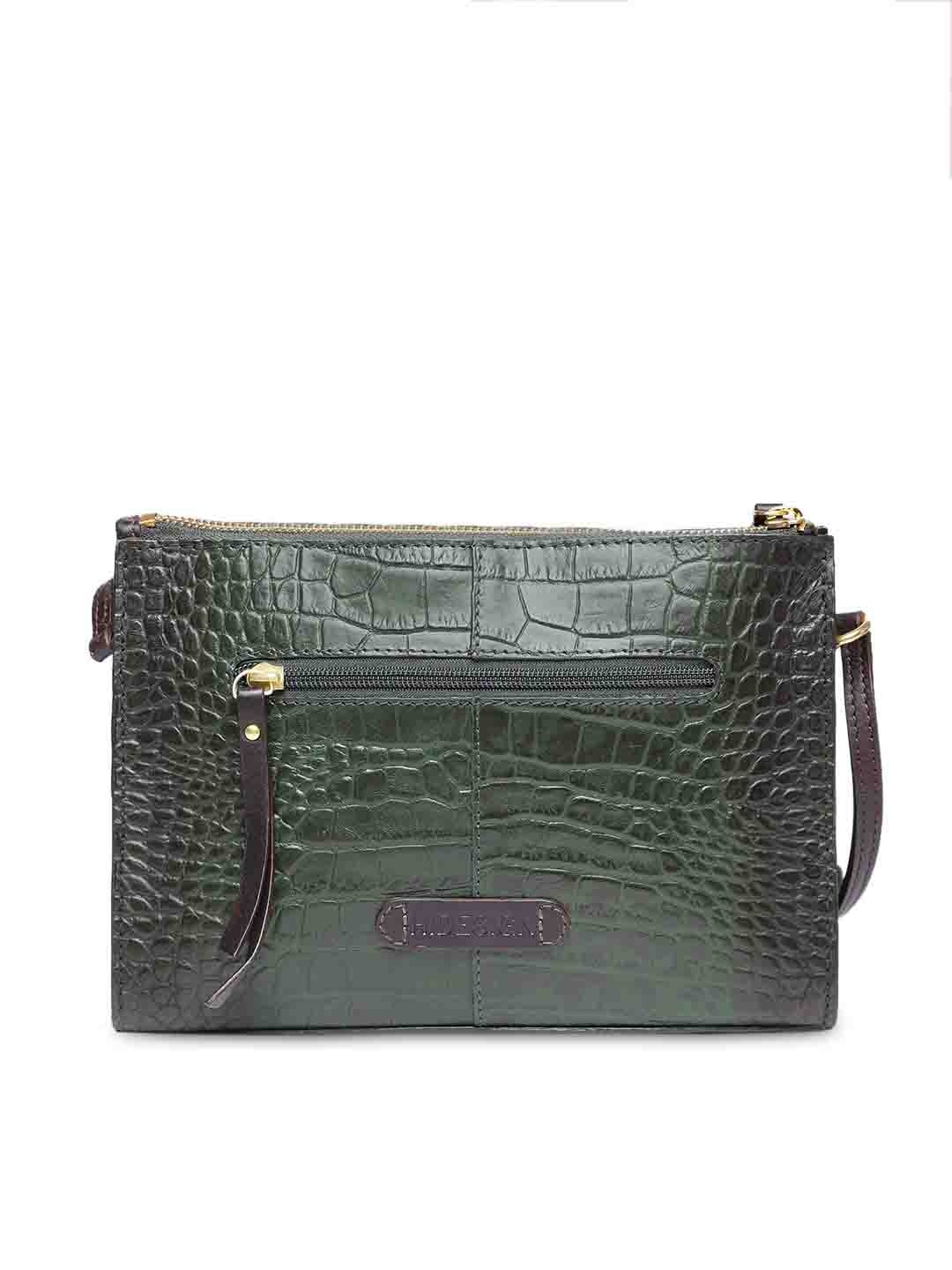

Hidesign Green Textured Leather Shoulder Bag