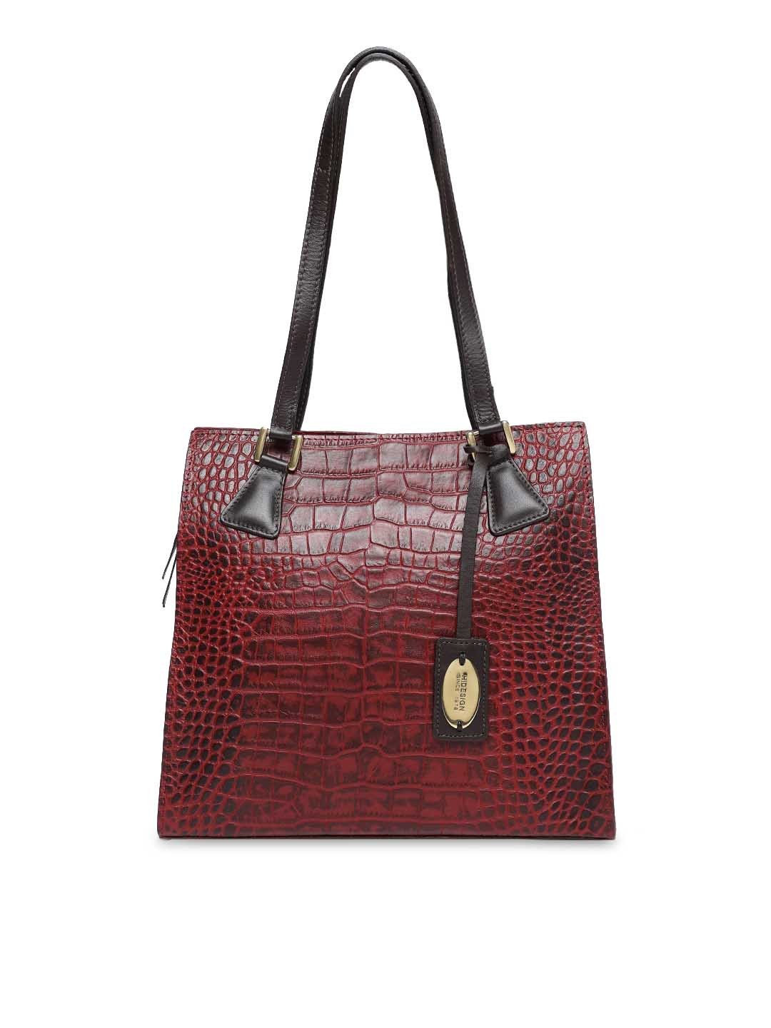 

Hidesign Red Textured Leather Shoulder Bag