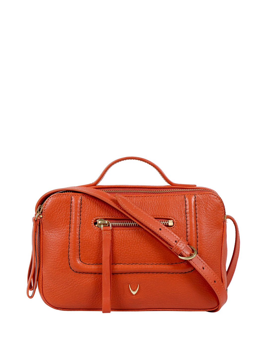 

Hidesign Orange Textured Leather Shoulder Bag