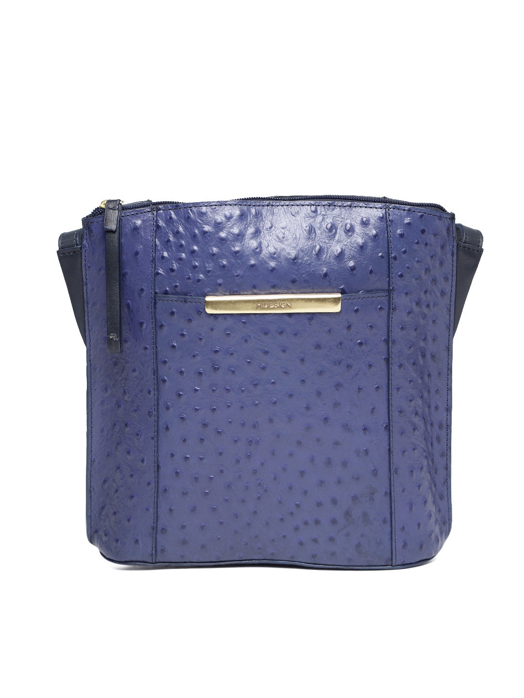 

Hidesign Blue Textured Leather Sling Bag