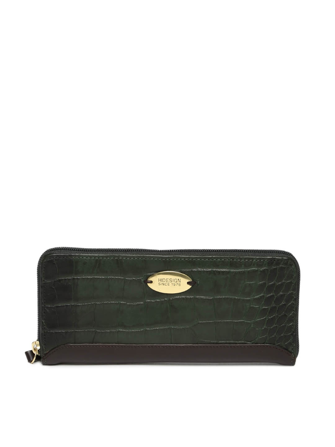 

Hidesign Women Green Leather Textured Zip Around Wallet