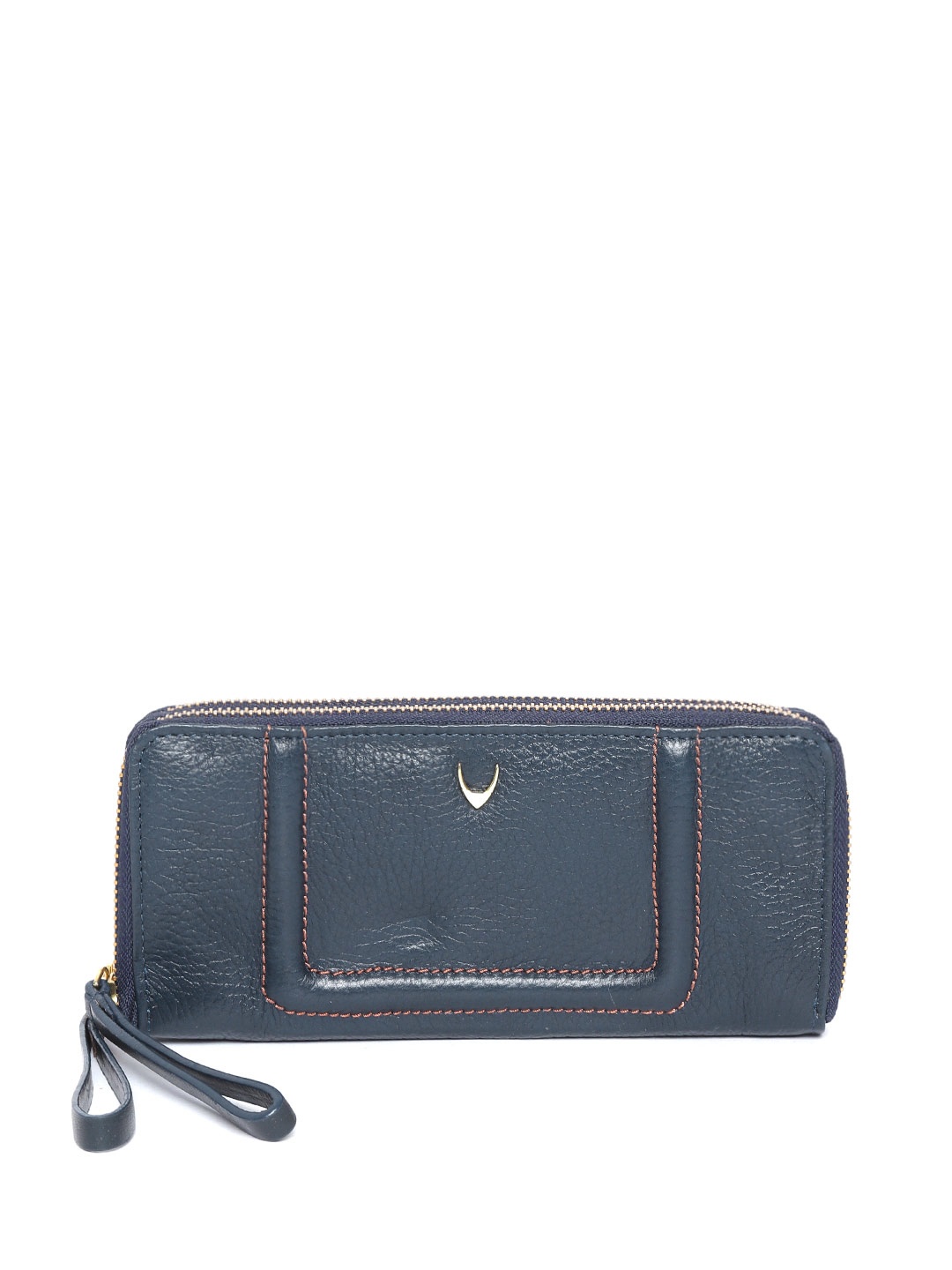 

Hidesign Women Navy Blue Solid Zip Around Leather Wallet