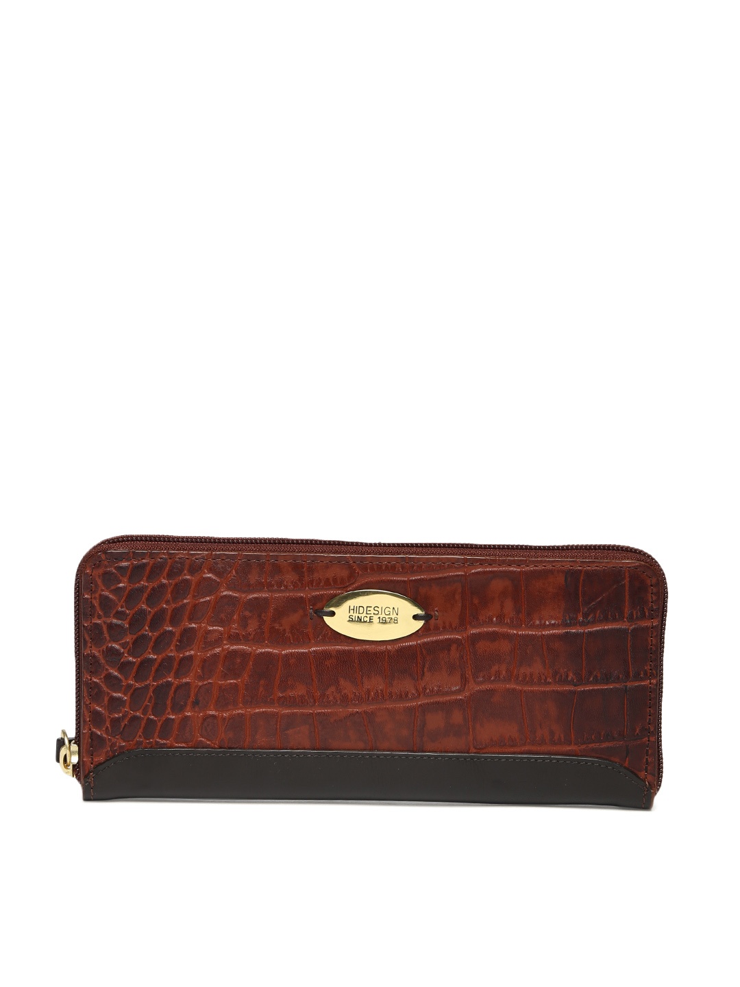 

Hidesign Women Brown Leather Textured Zip Around Wallet