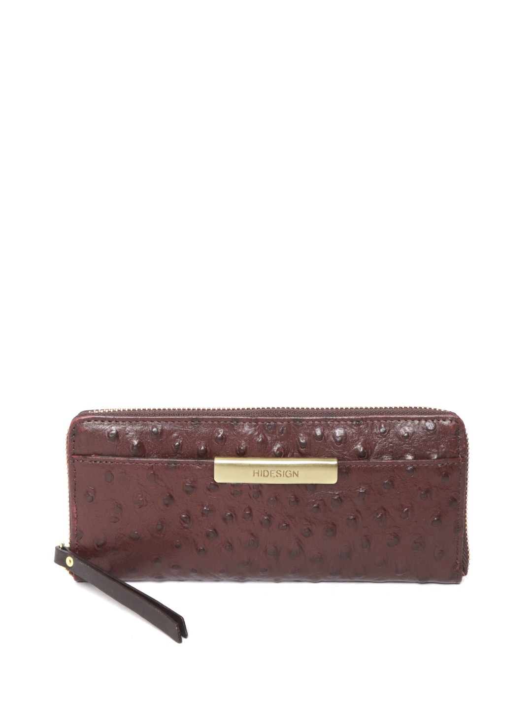 

Hidesign Women Brown Leather Textured Zip Around Wallet