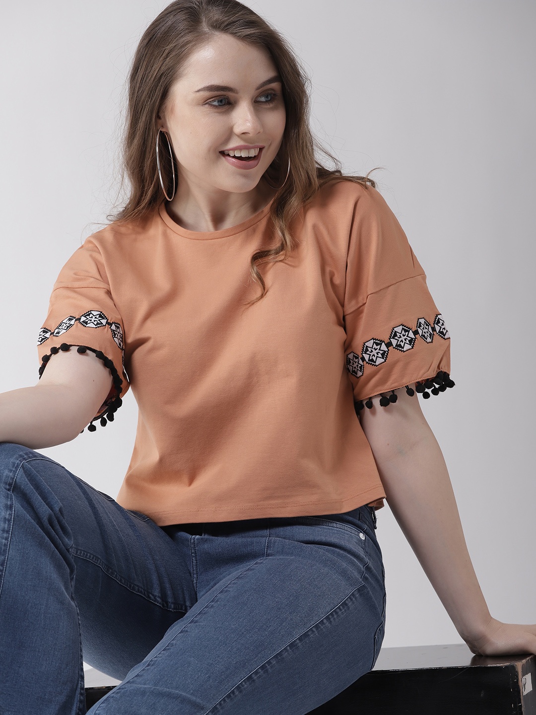 

Mast & Harbour Women Brown Solid Crop Boxy Top
