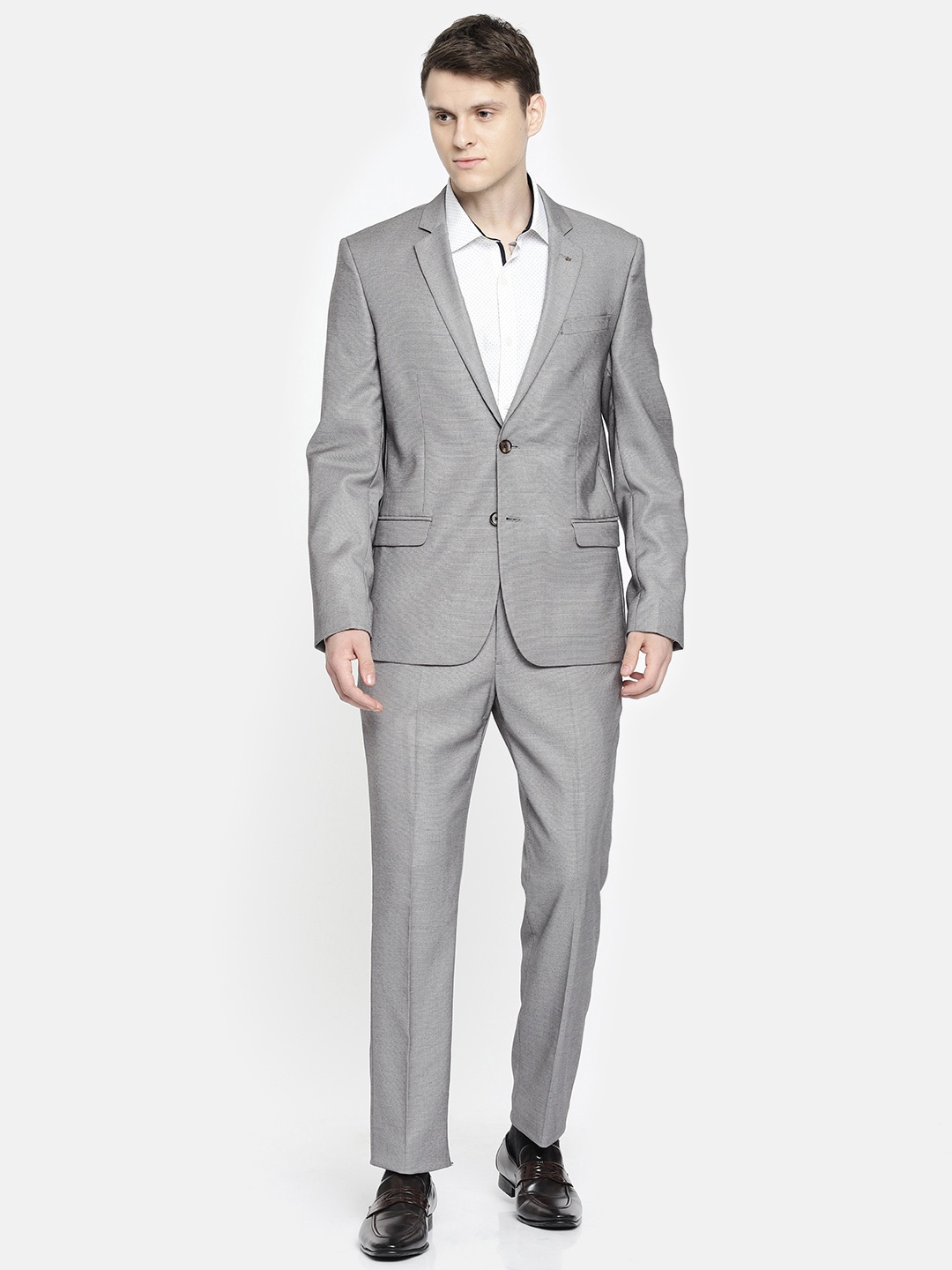 

Arrow Men Grey Self Design Body Tailored Fit Single-Breasted Formal Suit