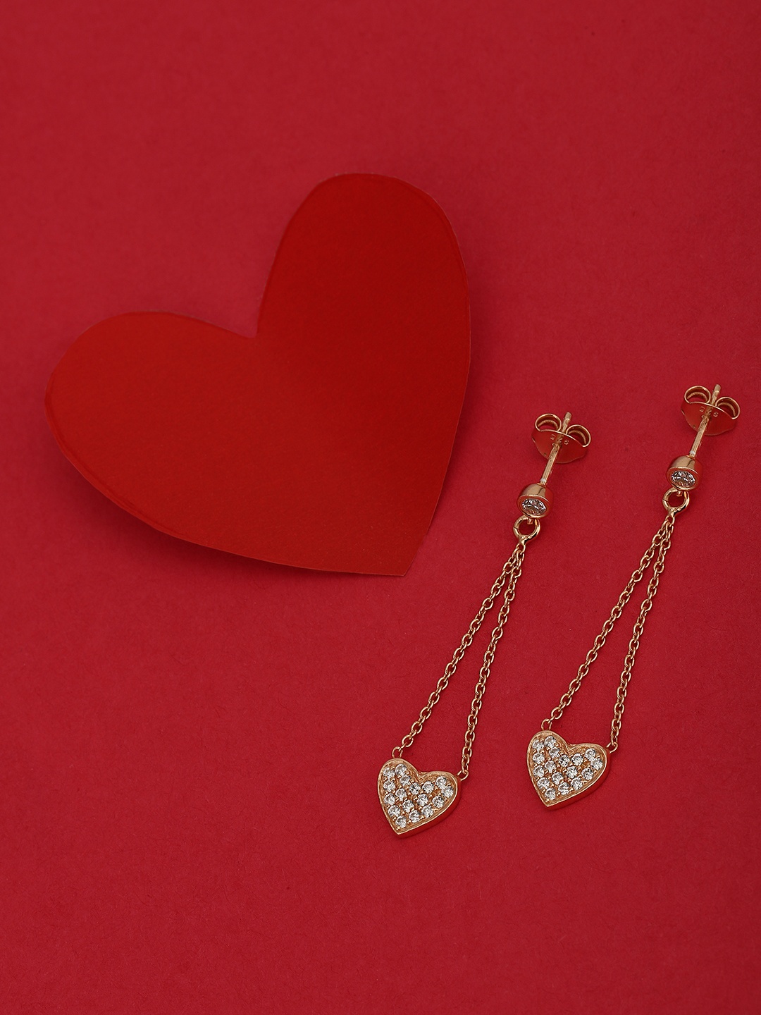 

Carlton London Rose Gold-Plated 925 Sterling Silver Stone-Studded Drop Earrings