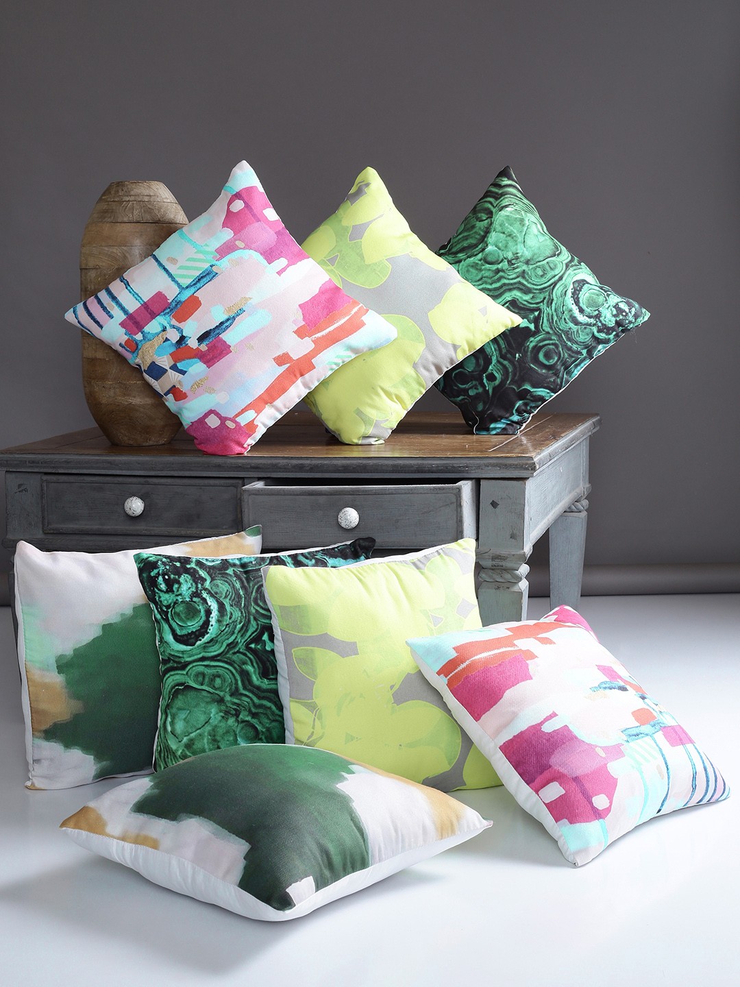 

Alina decor Multicoloured Set of 8 Abstract Square Cushion Covers, Multi