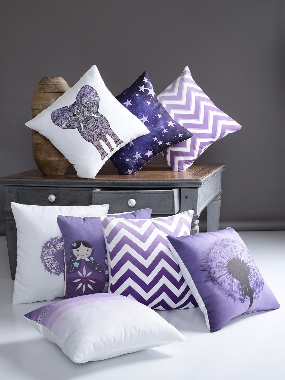 

Alina decor White Set of 8 Quirky Square Cushion Covers
