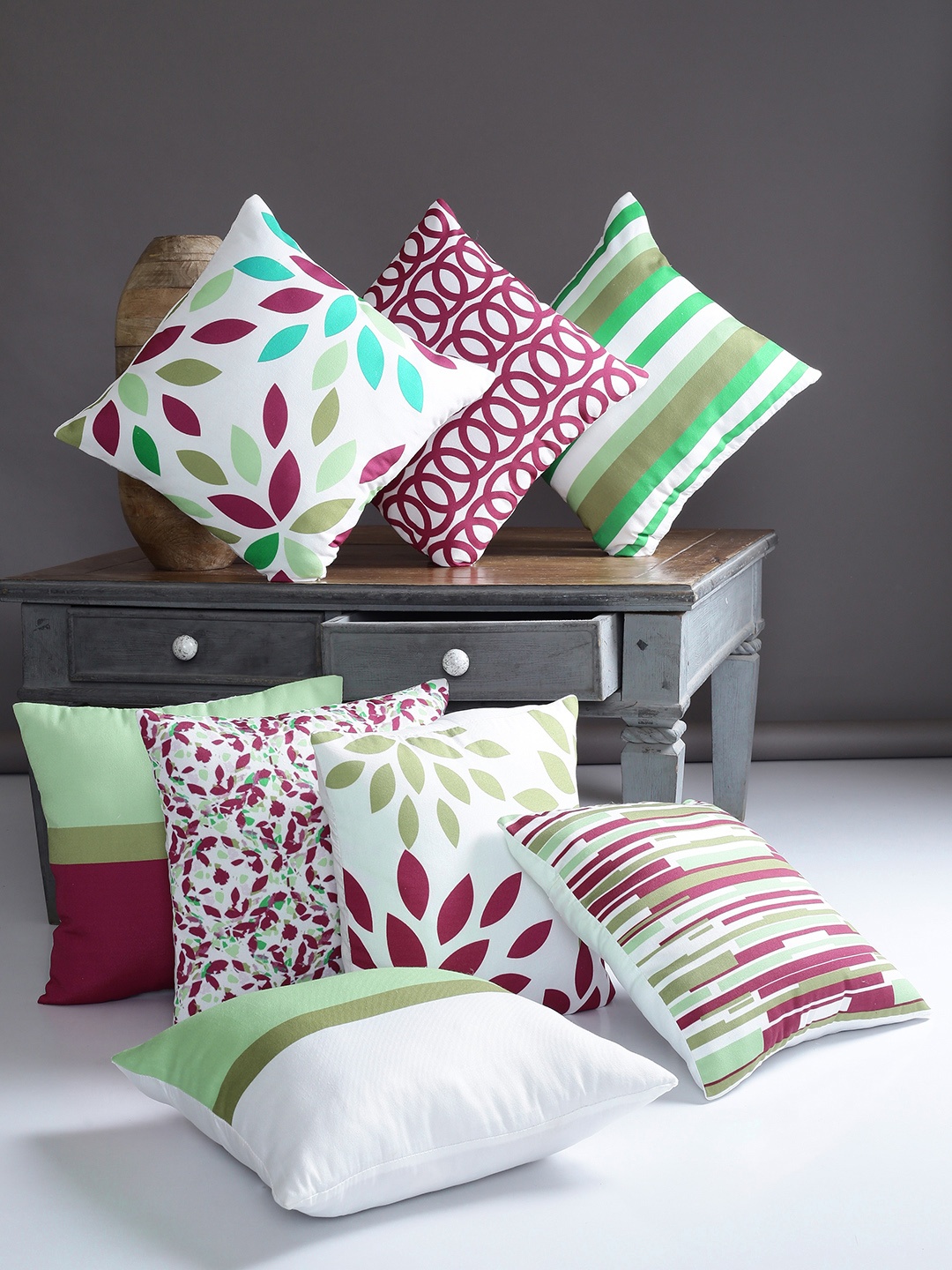 

Alina decor Multicoloured Set of 8 Geometric Square Cushion Covers, Multi
