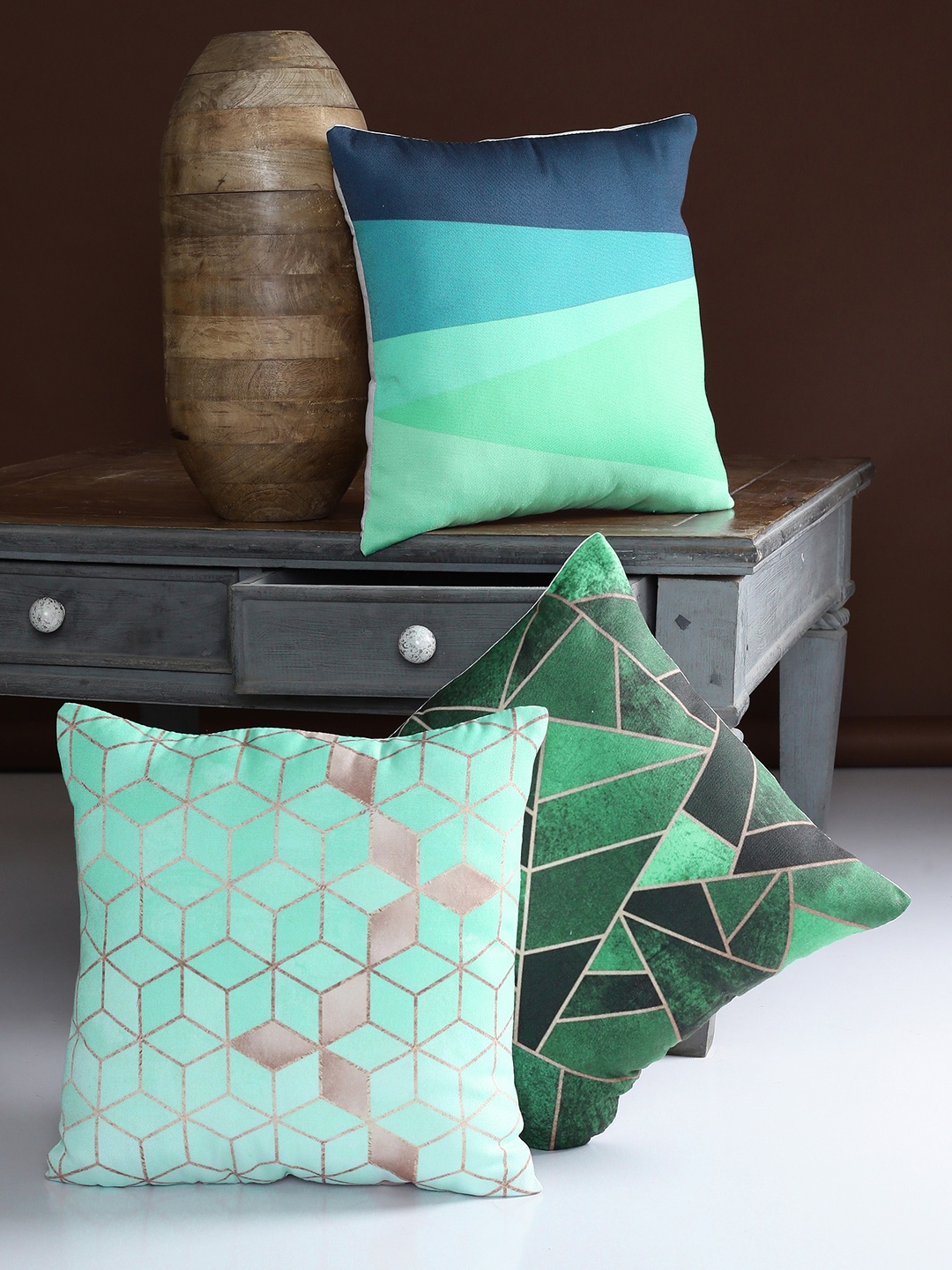 

Alina decor Multicoloured Set of 3 Abstract Square Cushion Covers, Multi
