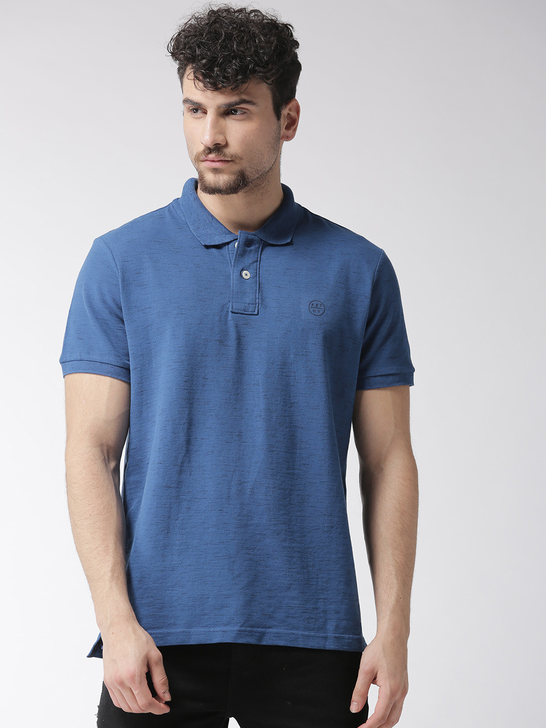 

Aeropostale Men Blue Solid Polo Collar T-shirt
