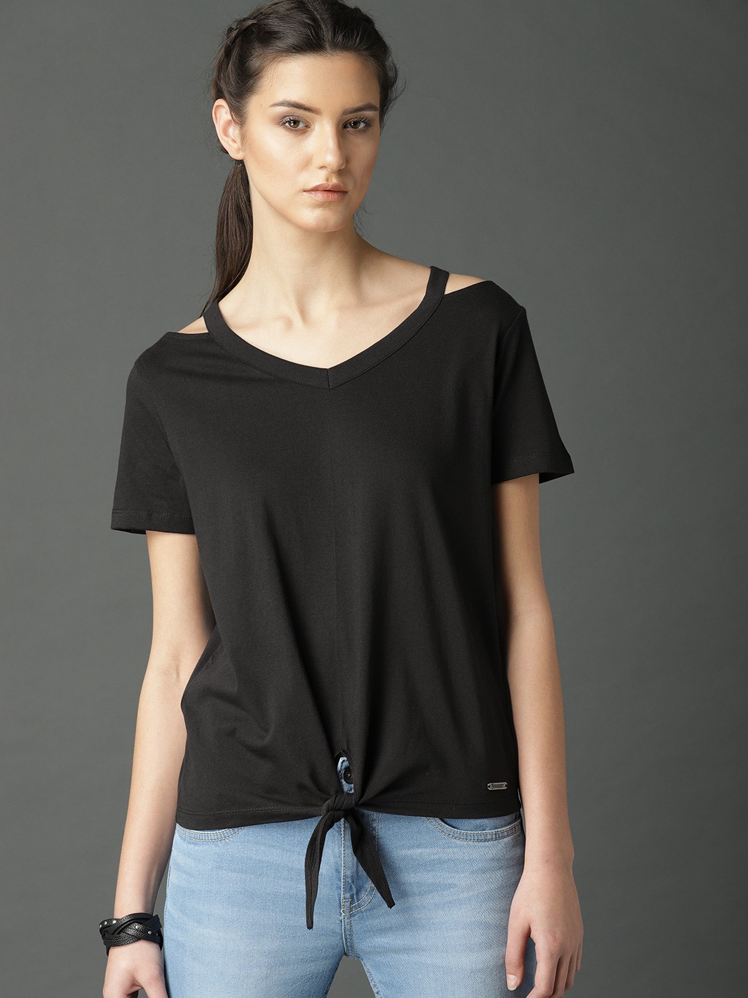 

Roadster Women Black Solid Top