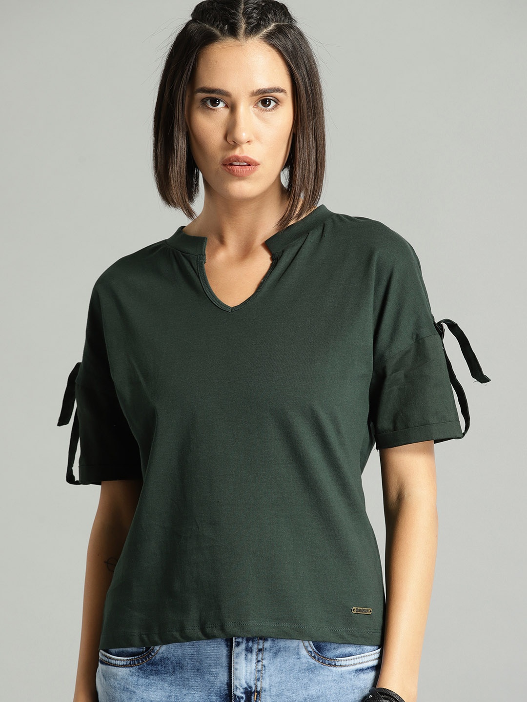 

Roadster Women Green Solid Top