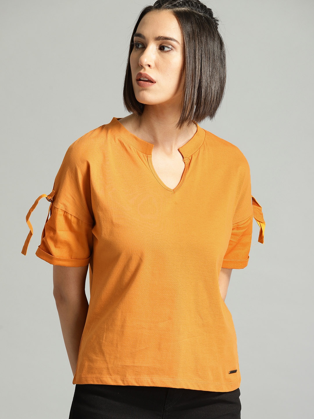 

Roadster Women Mustard Yellow Solid Top