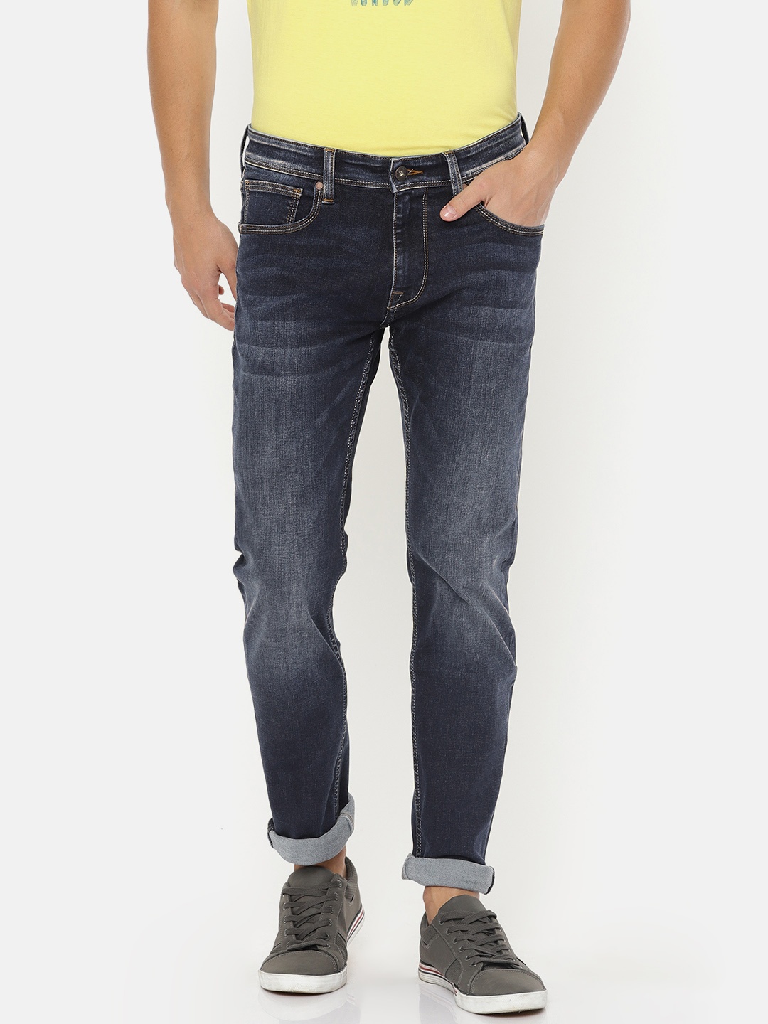 

Pepe Jeans Men Blue Vapour Slim Fit Low-Rise Clean Look Stretchable Jeans