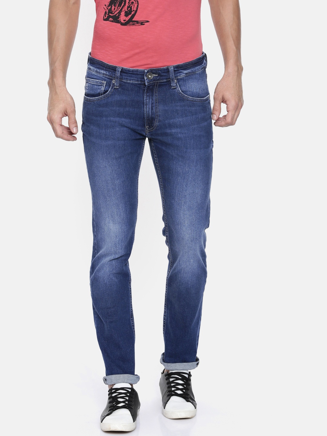 

Pepe Jeans Men Blue Vapour Slim Fit Low-Rise Clean Look Stretchable Jeans