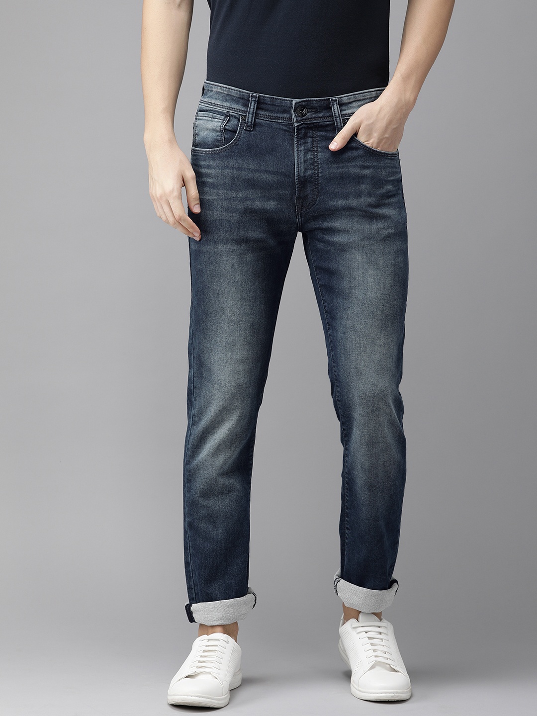 

Pepe Jeans Men Blue Fred Vapour Slim Fit Low-Rise Clean Look Stretchable Jeans