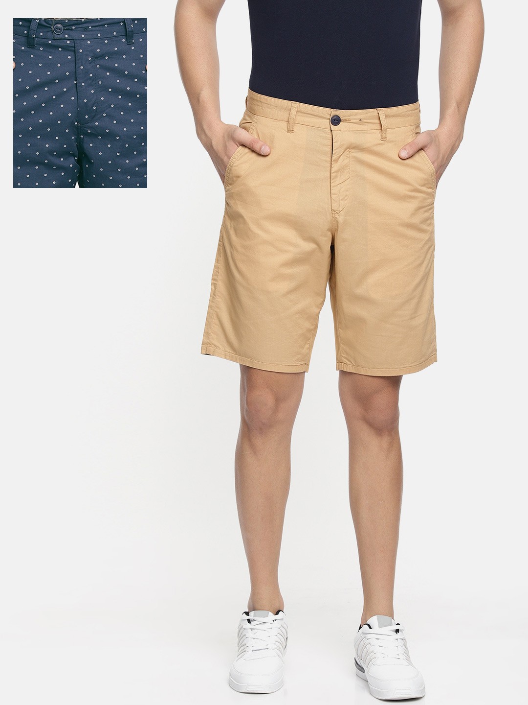 

Pepe Jeans Men Khaki Solid Slim Fit Reversible Regular Shorts