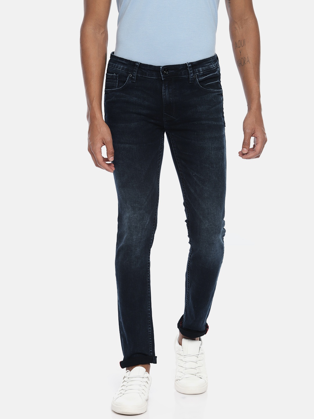 

Pepe Jeans Men Blue Nivek Cane Super Skinny Fit Low-Rise Clean Look Stretchable Jeans