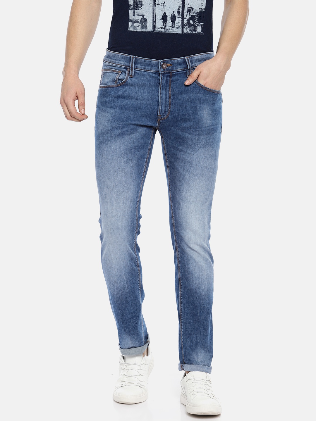 

Pepe Jeans Men Blue Vapour Slim Fit Low-Rise Clean Look Stretchable Jeans