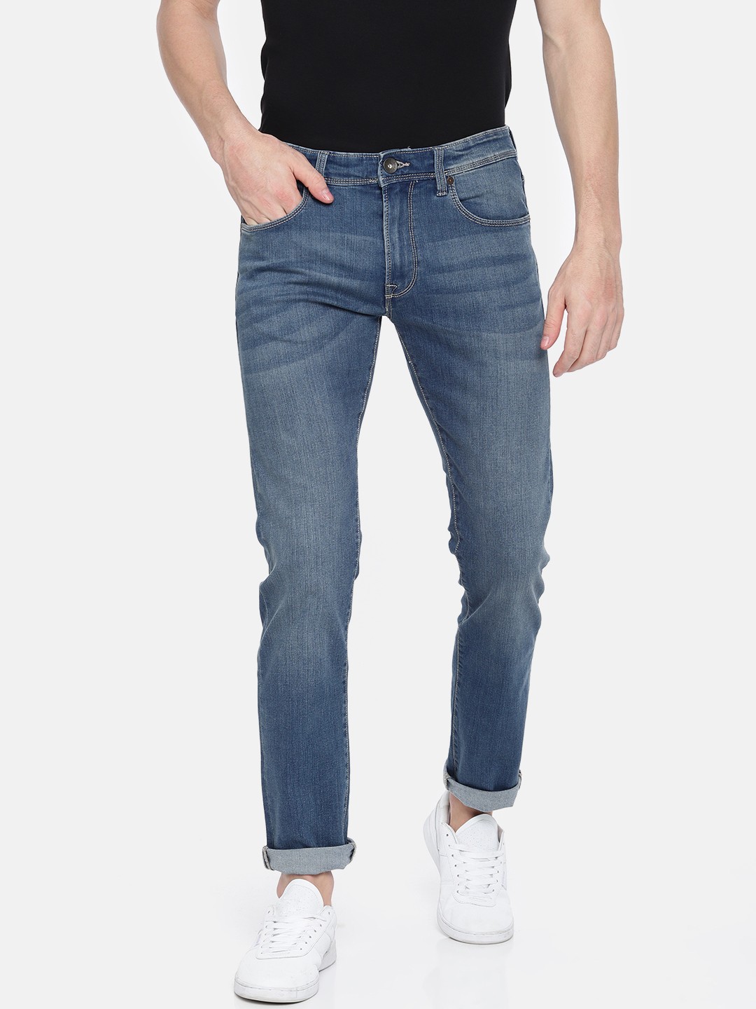 

Pepe Jeans Men Blue Vapour Slim Fit Low-Rise Clean Look Stretchable Jeans