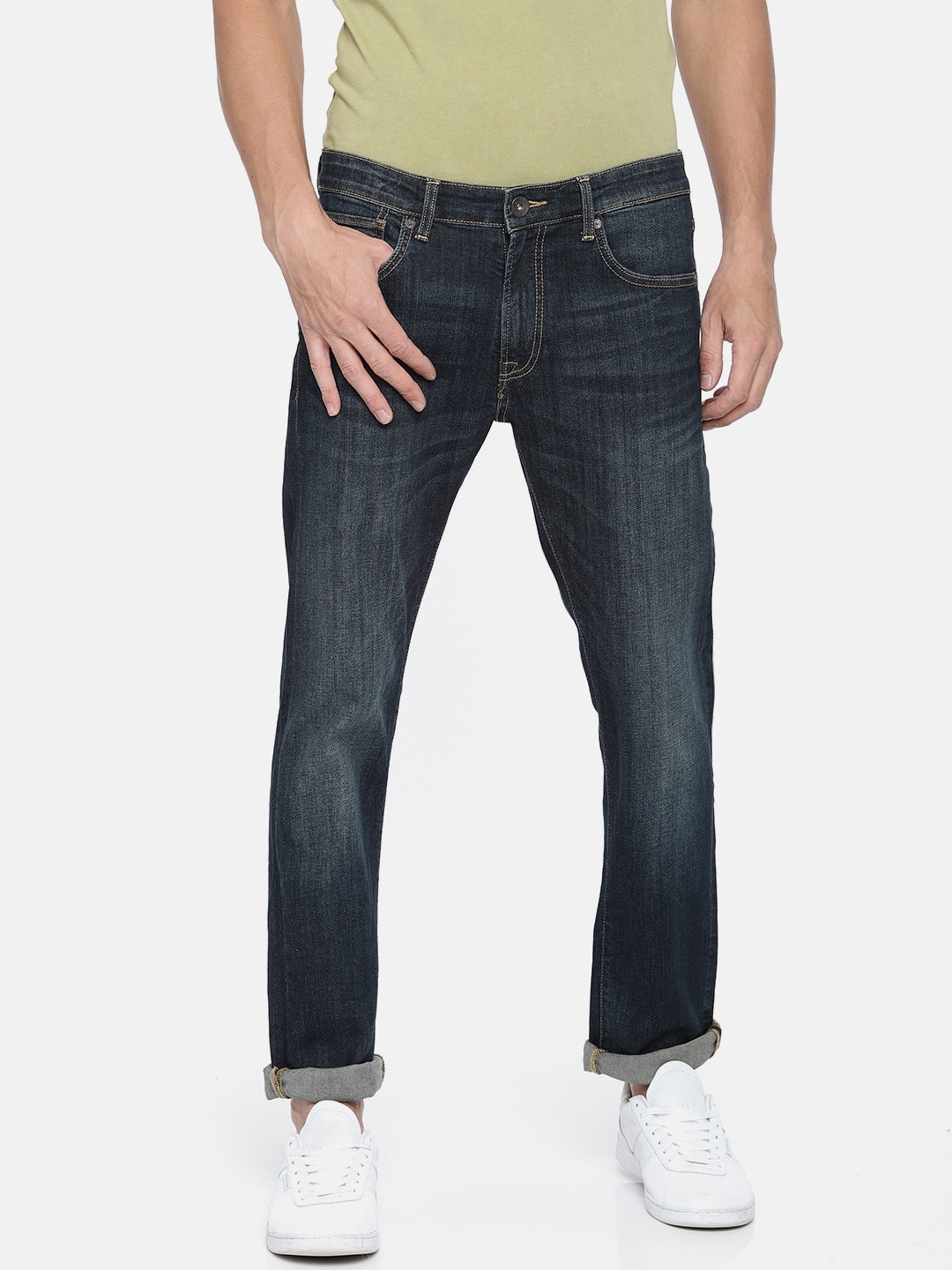 

Pepe Jeans Men Blue Regular Fit Low-Rise Clean Look Stretchable Jeans