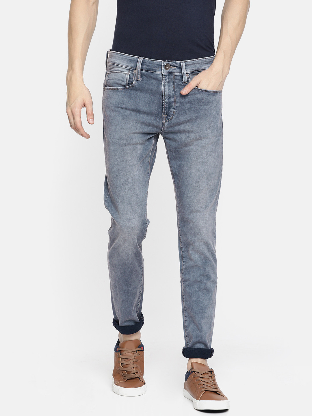 

Pepe Jeans Men Blue Scott Vapour Slim Fit Low-Rise Clean Look Stretchable Jeans
