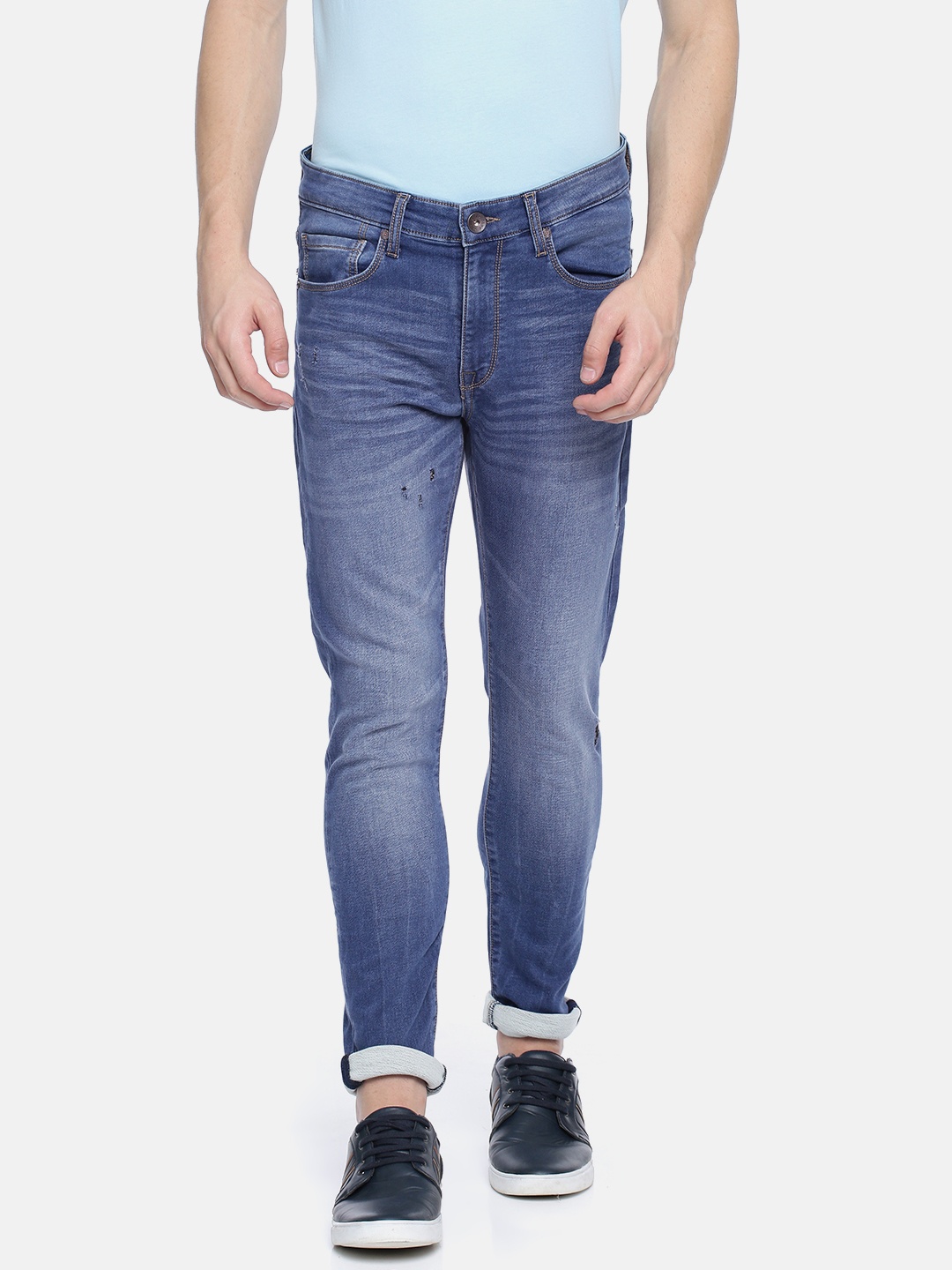 

Pepe Jeans Men Blue Vapour Slim Fit Low-Rise Low Distress Stretchable Jeans