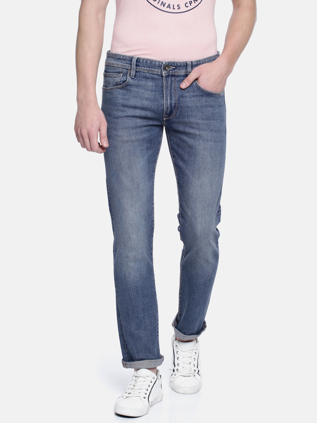 

Pepe Jeans Men Blue Finley Vapour Slim Fit Low-Rise Clean Look Stretchable Jeans
