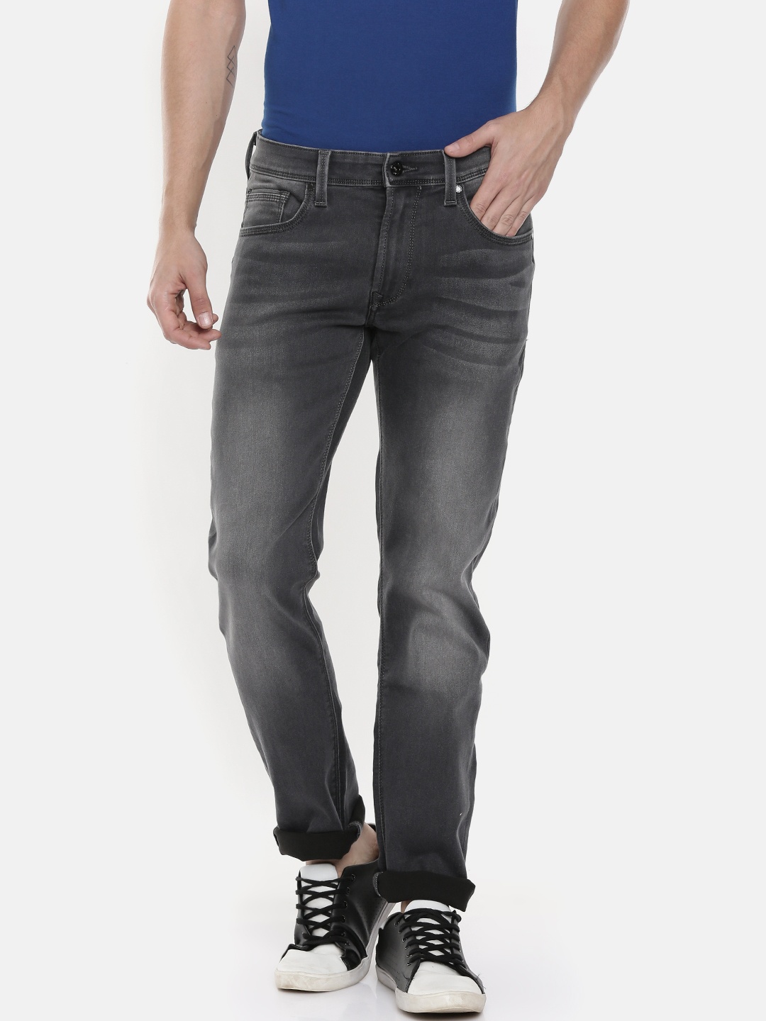 

Pepe Jeans Men Charcoal Grey GARRET VAPOUR Slim Fit Low-Rise Clean Look Stretchable Jeans