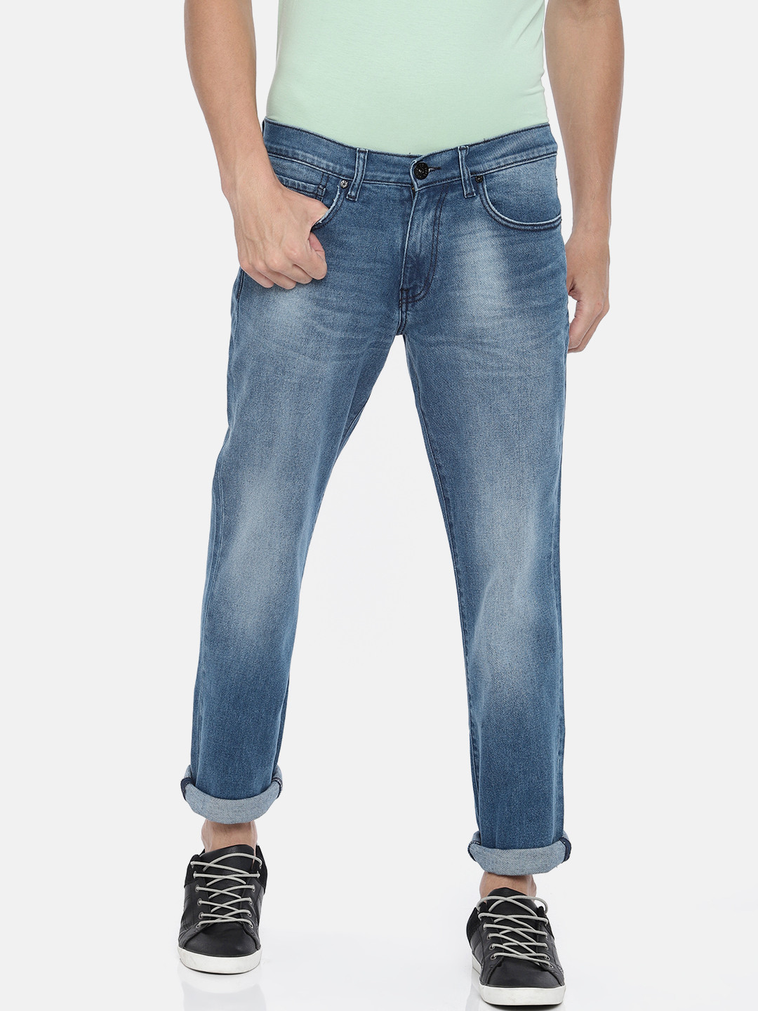 

Pepe Jeans Men Blue Regular Fit Low-Rise Clean Look Stretchable Jeans