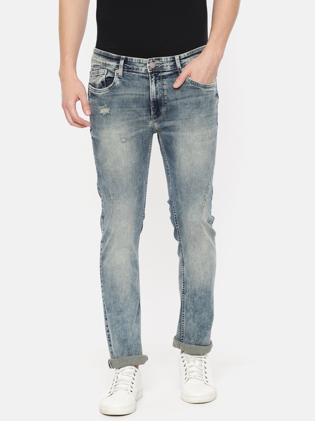 

Pepe Jeans Men Blue Slim Fit Low-Rise Low Distress Stretchable Jeans