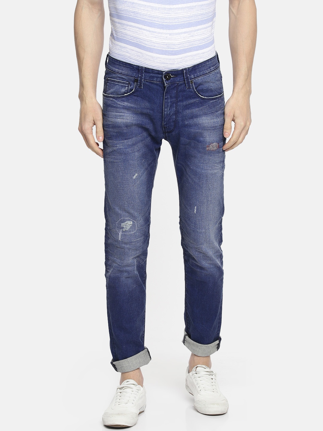 

Pepe Jeans Men Blue Slim Fit Low-Rise Low Distress Stretchable Jeans