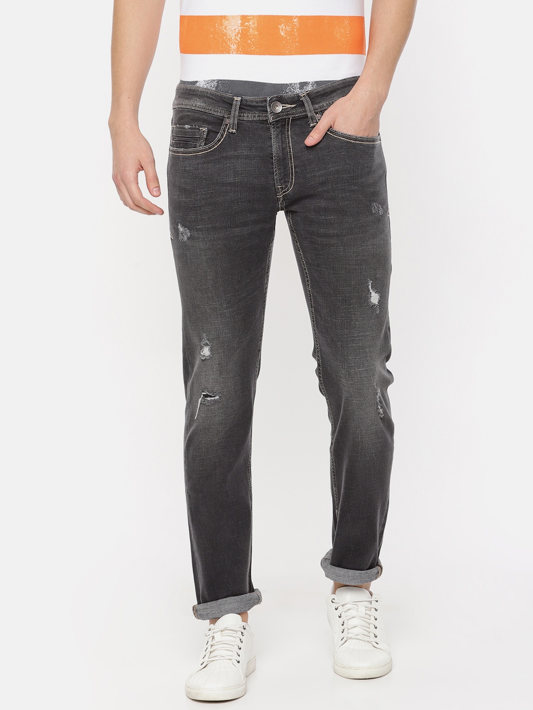 

Pepe Jeans Men Grey Hatch Regular Fit Low-Rise Low Distressed Stretchable Jeans